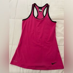 Nike pro dri fit mesh back racerback lightweight hot pink black swoosh